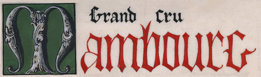 enluminure étiqutte de vin Grand Cru de Manbourg Enluminure Arthur & Lancelot f°1 v. plan de fuite « paysage »