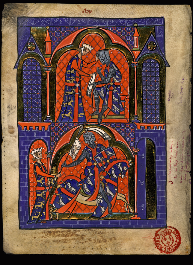 enluminure -  départ au tournoi. enluminure